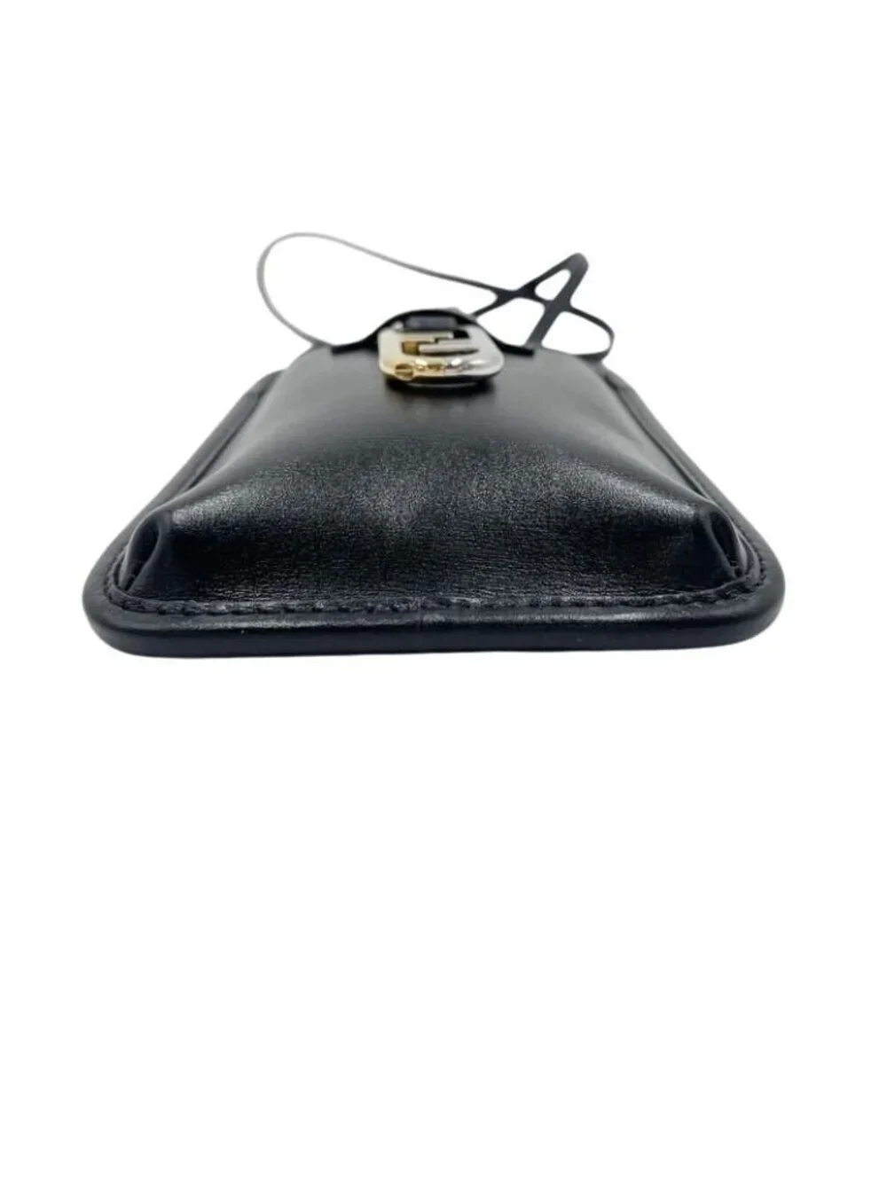 Fendi Shoulder Bag Phone Pouch Black Leather Smartphone